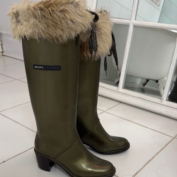 Marc Jacobs Shoes - Marc Jacobs Khaki Fur-Trimmed Women's Boots